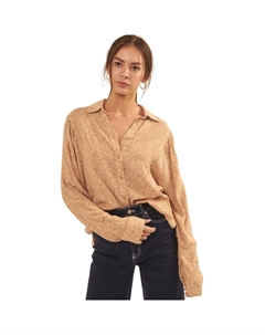 Рубашка с цветочным принтом и воротником-стойкой, цвет caramel Fashnzfab