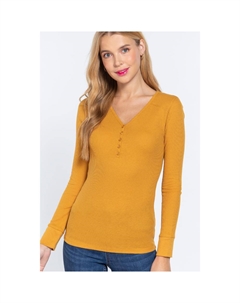 Длинный Slv V-образный вырез с застежкой Термотоп, цвет deep mustard Fashnzfab