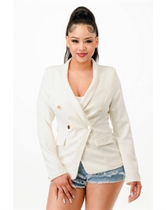 Двубортный пиджак-пиджак, белый Fashnzfab