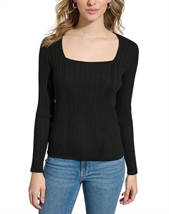 Женский трикотажный ребристый свитер-пуловер, черный Calvin klein