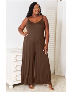 Мягкий комбинезон из искусственного шелка с широкими штанинами и завязками на бретельках, цвет mocha Fashnzfab