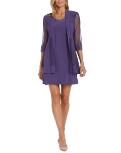 Комплект из жакета и платья длиной до колена из блестящей сетки в лавандовом цвете R&m richards