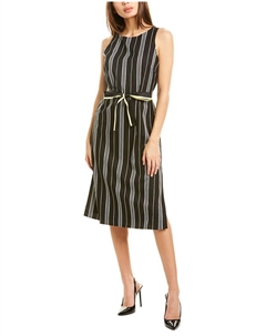 Полосатое платье миди с разрезами по бокам в разноцветном цвете, мультиколор Vince camuto