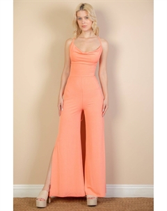 Женский комбинезон с широкими штанинами и вырезом-хомутиком на спине, цвет flamingo Fashnzfab