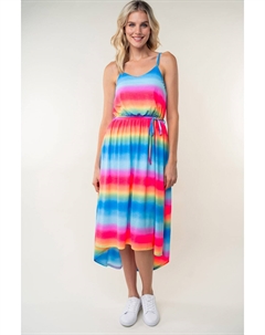 Платье-комбинация миди в полоску с эффектом омбре в натуральную величину, цвет multi Fashnzfab