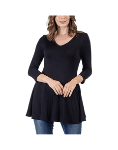 Женская туника-пуловер с V-образным вырезом, черный 24seven comfort apparel