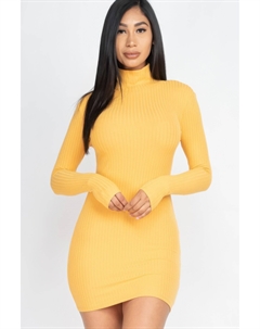 Женское облегающее мини-платье с ребристым воротником, золотой Fashnzfab