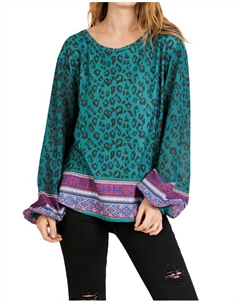 Вязаный топ с принтом шарфа в бирюзовом цвете Umgee