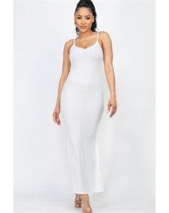 Женское ребристое платье с разрезом по бокам длинное, белый Fashnzfab