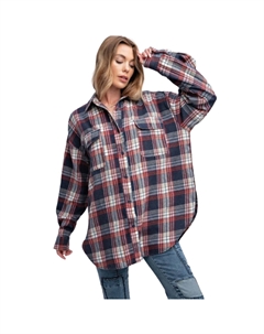 Рубашка на пуговицах из выстиранной клетчатой ​​ткани, темно-синий Fashnzfab