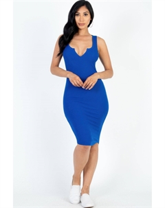 Женское повседневное облегающее платье с разрезом на шее и ребристым узором, цвет royal Fashnzfab