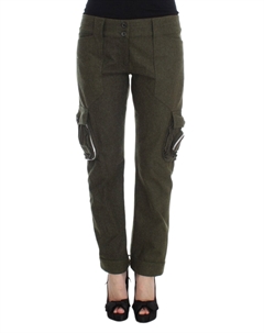 Женские брюки-карго свободного кроя из шерстяной смеси, зеленый Ermanno scervino