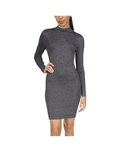 Женское мини-платье с воротником-стойкой выше колена, черный/серебряный Michael michael kors