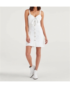 Мини-платье с V-образным вырезом и двойной завязкой на пуговицах белого цвета 7 for all mankind