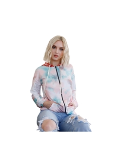 Контрастный клетчатый свитер с капюшоном и принтом «перья и тай-дай», цвет sage pink Fashnzfab