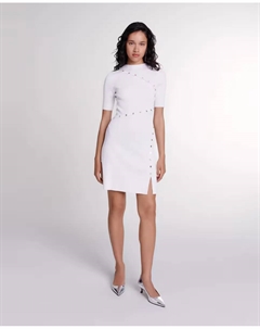 Короткое трикотажное платье, белый Maje