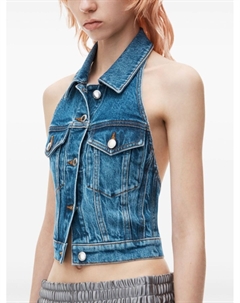 Джинсовый топ с вырезом халтер, синий Alexander wang