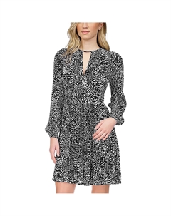 Женское шифоновое мини-платье с принтом, черный/белый Michael michael kors