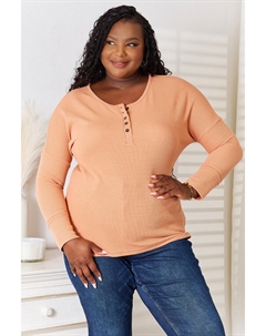 Топ с длинным рукавом и застежкой на полпуговицы, цвет caramel Fashnzfab