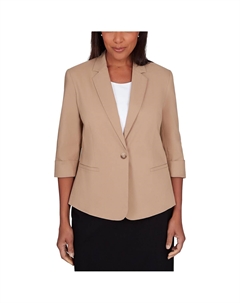 Petites Женский блейзер из искусственного шелка с манжетами на одной пуговице, цвет tan Alfred dunner
