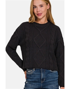 Укороченный свитер с асимметричным кроем и разрезами по бокам, черный Fashnzfab