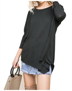 Асимметричный топ с длинными рукавами черного цвета Umgee