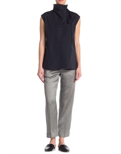 Укороченные брюки с манжетами, прямые, струящиеся, меланжевые брюки серого цвета Theory