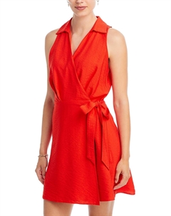 Женское мини-платье-рубашка с имитацией запаха, цвет fiery red Vince camuto