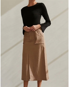 Юбка миди из твила с карманами Willow цвета хаки Crescent