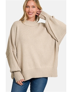 Свитер оверсайз с боковой посадкой, цвет h beige Fashnzfab