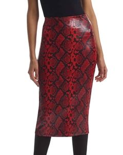 Юбка миди из искусственной кожи с изображением животных в красном цвете змеи Commando