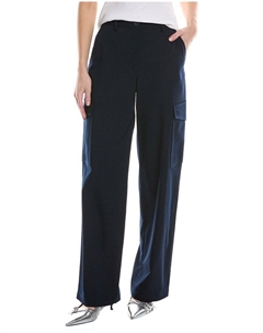 Свободные прямые брюки-карго из смесовой шерсти, синий Theory