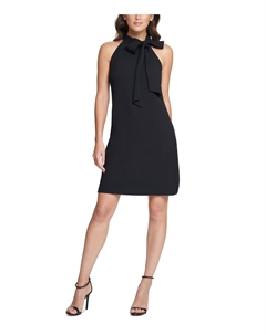 Женское платье-футляр с завязками на шее и рукавами, черный Vince camuto