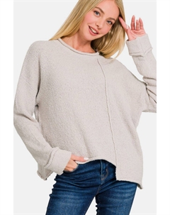 Свитер с асимметричным подолом и заниженной линией плеч, цвет bone Fashnzfab