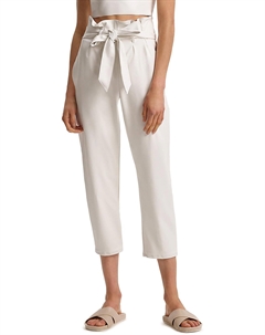 Женские укороченные брюки Paperbag из искусственной кожи, белый Commando