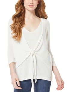 Женский свитер-пуловер с V-образным вырезом и завязкой спереди, белый Jones new york