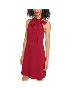 Женское платье-футляр с завязками на шее и рукавами, бордовый Vince camuto