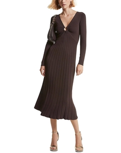 Женское трикотажное платье миди в рубчик, цвет chocolate Michael michael kors