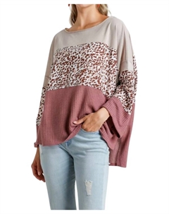 Вязаный топ с вафельным узором Color Block Berry Mix Umgee