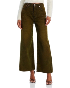 Женские вельветовые укороченные джинсы с высокой талией, цвет distressed fern cord Redone