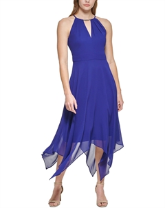 Женское платье-миди с вырезом-халтер длиной до середины голени, индиго Vince camuto