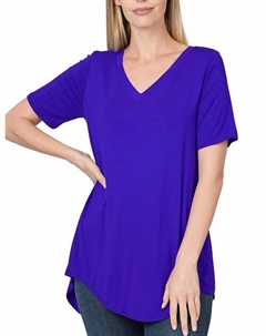 Туника с V-образным вырезом фиолетового цвета Zenana