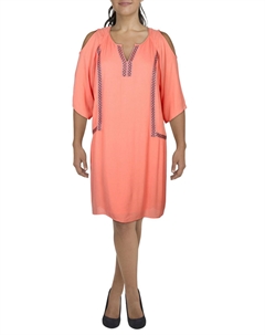 Женское вышитое платье с открытыми плечами для работы, цвет coral White mark