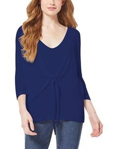 Женский свитер-пуловер с V-образным вырезом и завязкой спереди, цвет collection navy Jones new york