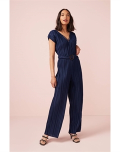 Плиссированный комбинезон с поясом, синий Next