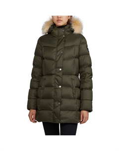 Стеганый женский пуховик Roxy со съемной отделкой из искусственного меха, цвет military/crystal Pajar