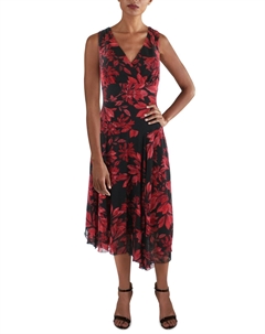 Женское платье-миди с цветочным принтом в стиле бохо, красный Connected apparel