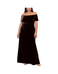 Плюс Женское бархатное вечернее платье со сборками Xscape