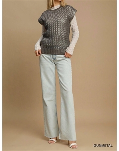 Металлический свитер с короткими рукавами серого цвета Umgee