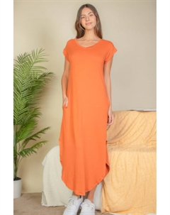 Длинное платье с V-образным вырезом и скрытым карманом, цвет mango Fashnzfab